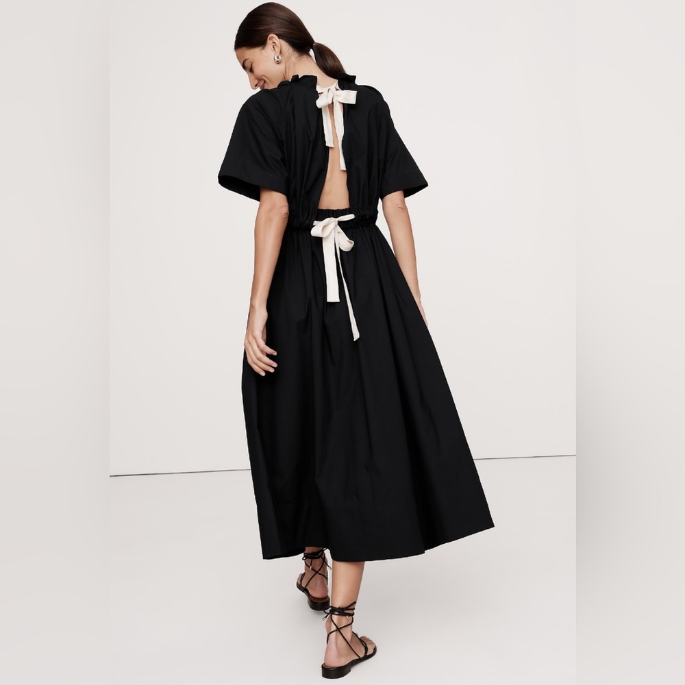 BANANA REPUBLIC COTTON POPLIN OPEN-BACK MAXI DRESS